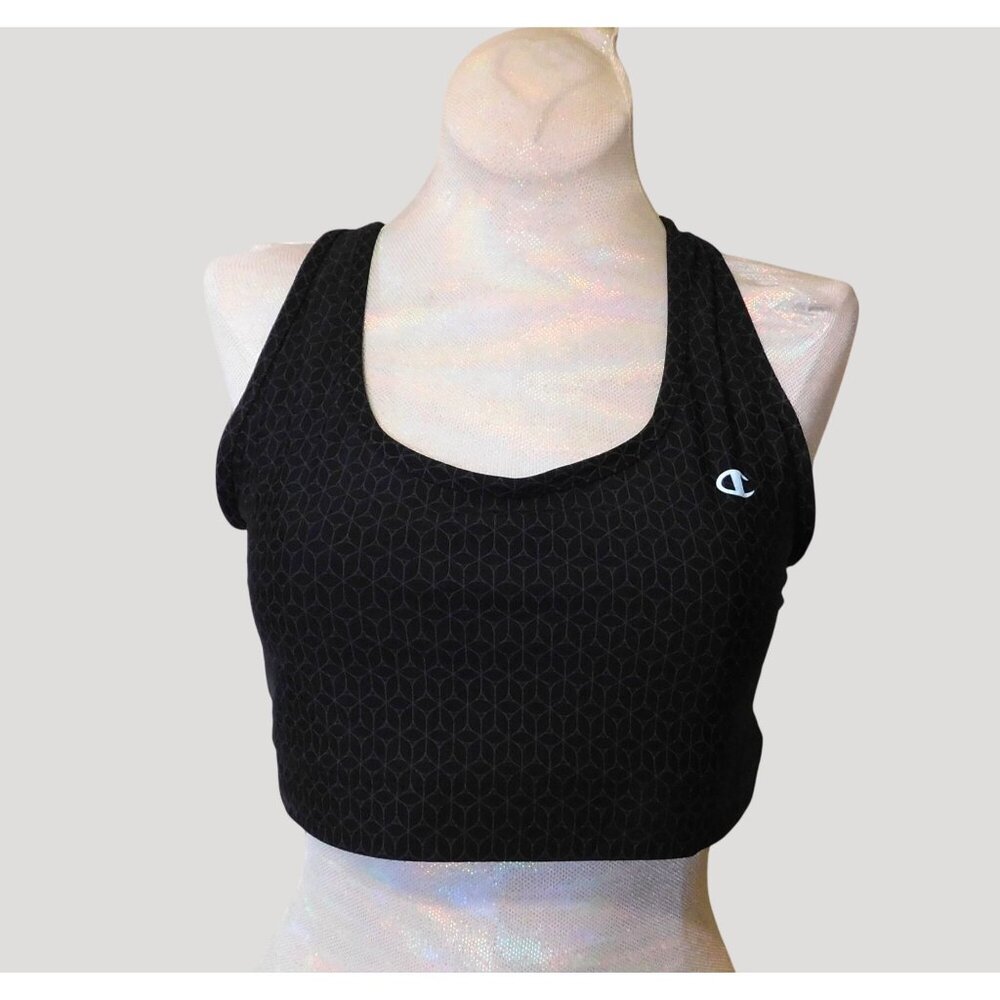 Champion Sports Bra Reversible Racerback XL Black Gray Double Dry Active Wear